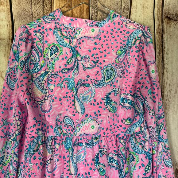 Lilly Pulitzer Dress Winona Stretch Strut Your Stuff Plumeria Pink Medium Beach - Picture 5 of 9